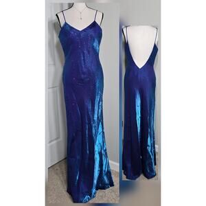 Niki Livas Women Vintage 90s Prom Dress Formal Blue Fairy Grunge Gothic Size 8